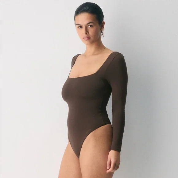 Original Contour Squareneck Bodysuit - Brown - Size Medium - Picture 2 of 8